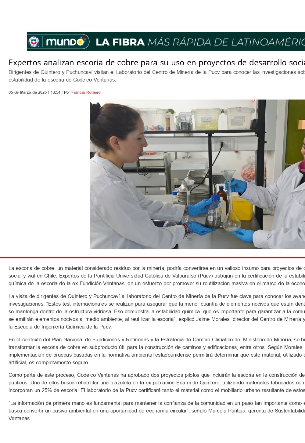 Expertos analizan escoria de cobre para su uso en proyectos de desarrollo social y vial_page-0001